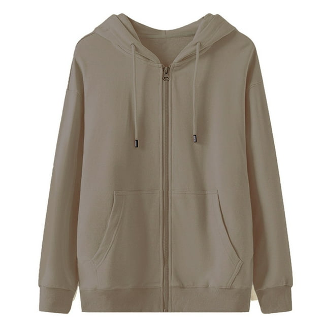 aohooy Mens Zipper Hooded Sweatshirt with Pockets Fall Jacket Cardigan for Men Drawstring Long Sleeve Fall Streetwear Workout Coats Coffee,XXXL