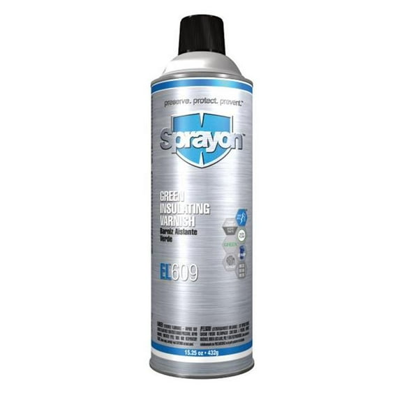 Sprayon Insulating Varnish, Semi-Gloss, 15.25 oz, Aerosol, Green, SC0609000