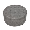 thumbnail image 5 of ZHICHUN Round Tufted Storage Ottoman, Dark Gray Linen Upholstered Footrest Stool with Nailhead Trim, Multifunctional Storage Bench for Living Room Bedroom Nursery, 5 of 10
