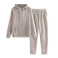 thumbnail image 2 of Womens Two Piece Outfits Sweatsuit Casual Long Sleeve Hoodies Top and Joggers Sweatpants Fall Tracksuit Lounge Matching Set Khaki Xl, 2 of 8