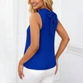 thumbnail image 4 of Miluxas Women's Sleeveless Halter Neck Blouse - Front Ruffle & Back Tie Bow Casual Tank Top Solid Flowy Shirts Ideal for Work and Daily Wear Blue, 4 of 9