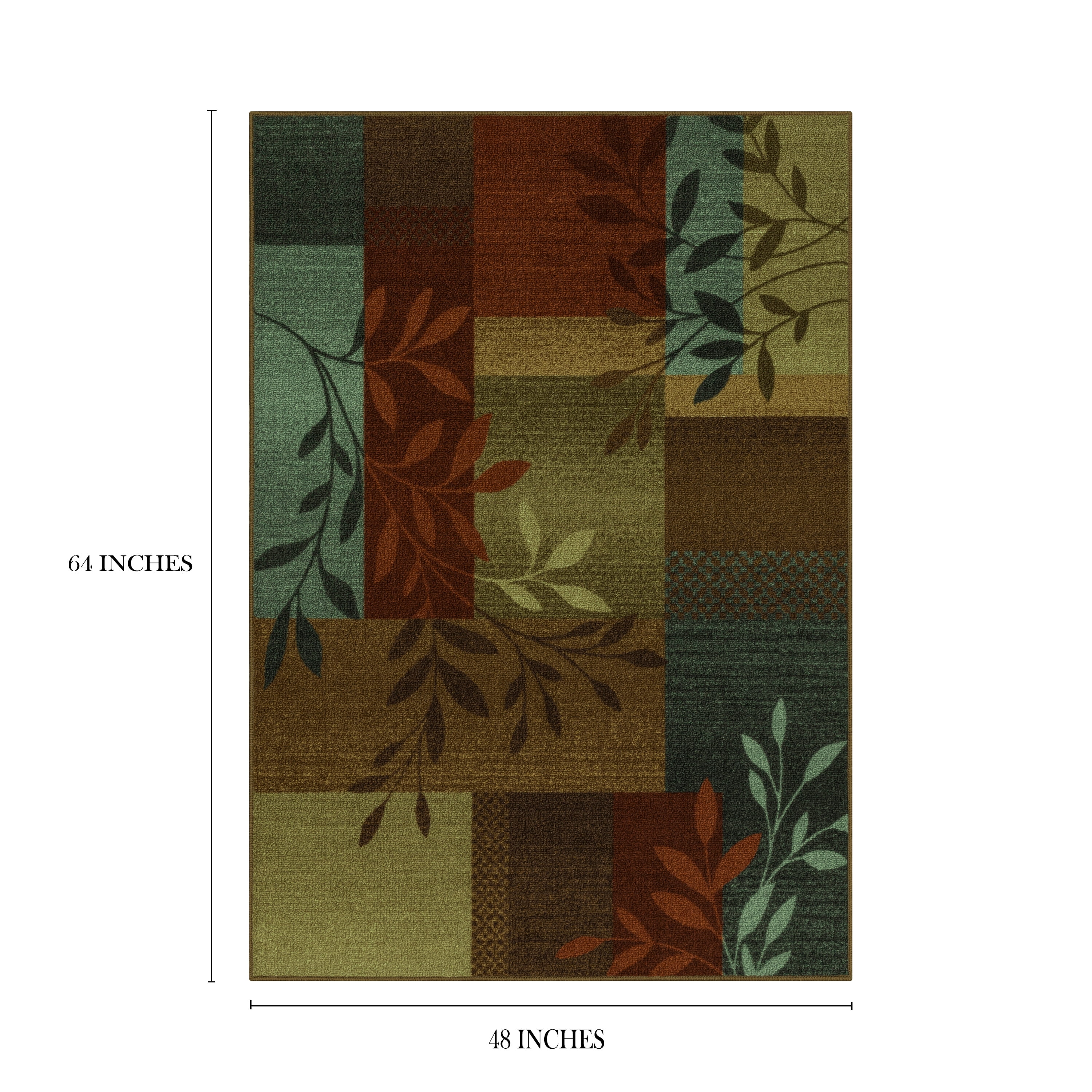 Mainstays Leaf Block Multicolor Indoor Area Rug, 4 ft x 5 ft 4 in