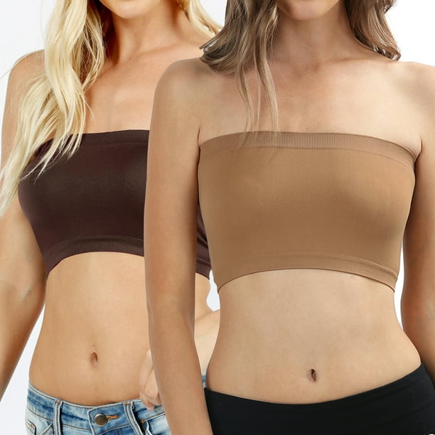 TheLovely Women & Juniors One Size Strapless Seamless Stretch Bandeau Tube Bra Top (No Pad