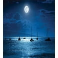thumbnail image 3 of Ocean Duvet Cover Set, Dramatic Photo of a Nighttime Sky Full Moon over a Calm Ocean Scene in Maui Hawaii, Decorative 3 Piece Bedding Set with 2 Pillow Shams, Queen Size, Navy White, by Ambesonne, 3 of 3