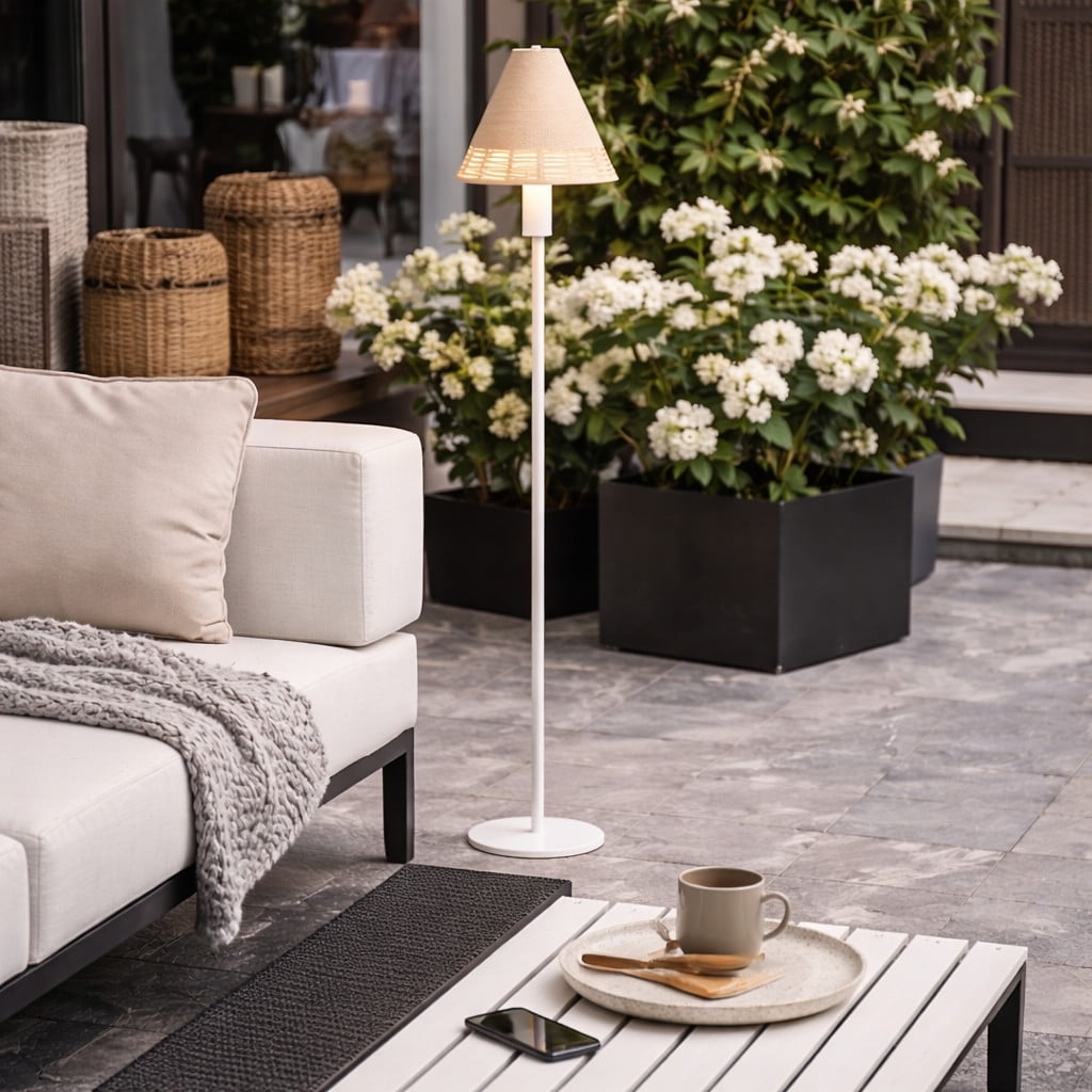 2 in 1 Cordless LED Floor Lamp and Table Lamp Rechargeable Battery Operated Waterproof Portable Adjustable Height Light for Outdoor Patio Bedroom Camping Living Room