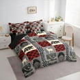 thumbnail image 3 of Homewish Western Wildlife Reindeer Twin Bedding Sets 7-Piece, Woodland Animal Bedding Comforter Set, Grey Red Rustic Farmhouse Reversible Sheet Sets, Ultra Soft Bedroom Decor, 3 of 7