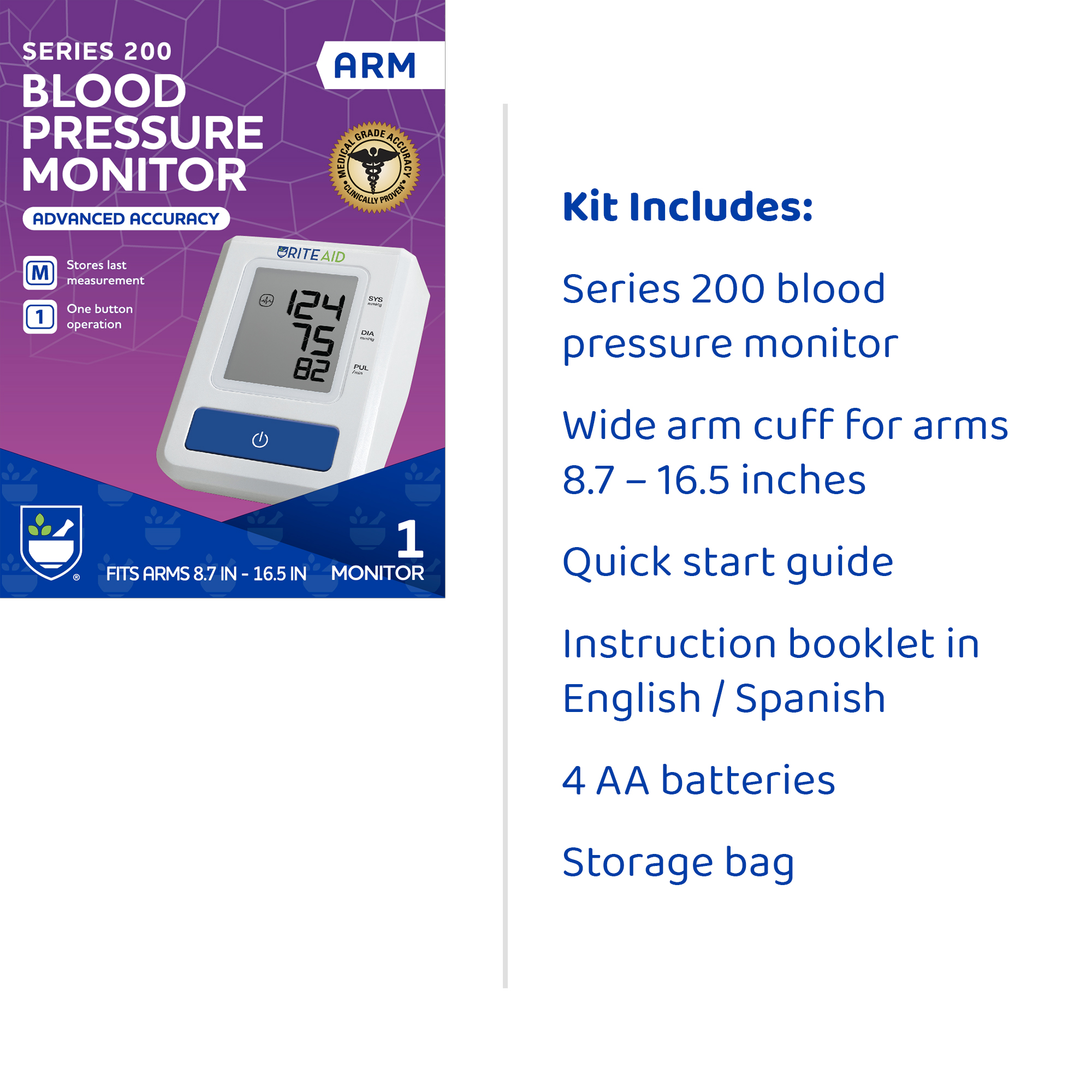 Rite Aid Series 200 Upper Arm Blood Pressure Monitor