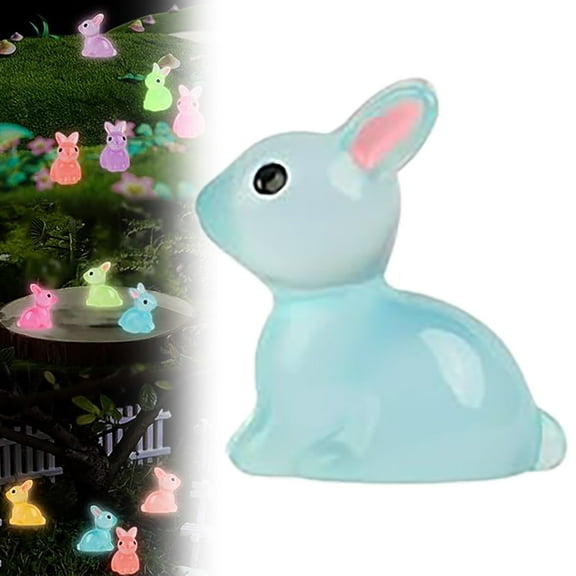 YAZHPA Easter Luminous Mini Resin Bunny 7 Colors Little Small Glow In The Dark Rabbit Bunny Figures For Dollhouse Micro Fairy Garden Decor Easter Egg Fillers Party Favors Gift Decoration