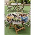 thumbnail image 4 of Outdoor Tablecloths with Umbrella Hole & Zipper, Spring Dog Round Tablecloth 54 Inch, Sunflower Daisy Botanical Rustic Waterproof Table Cloth, Patio/Pool/Picnic Table Covers, 4 of 8