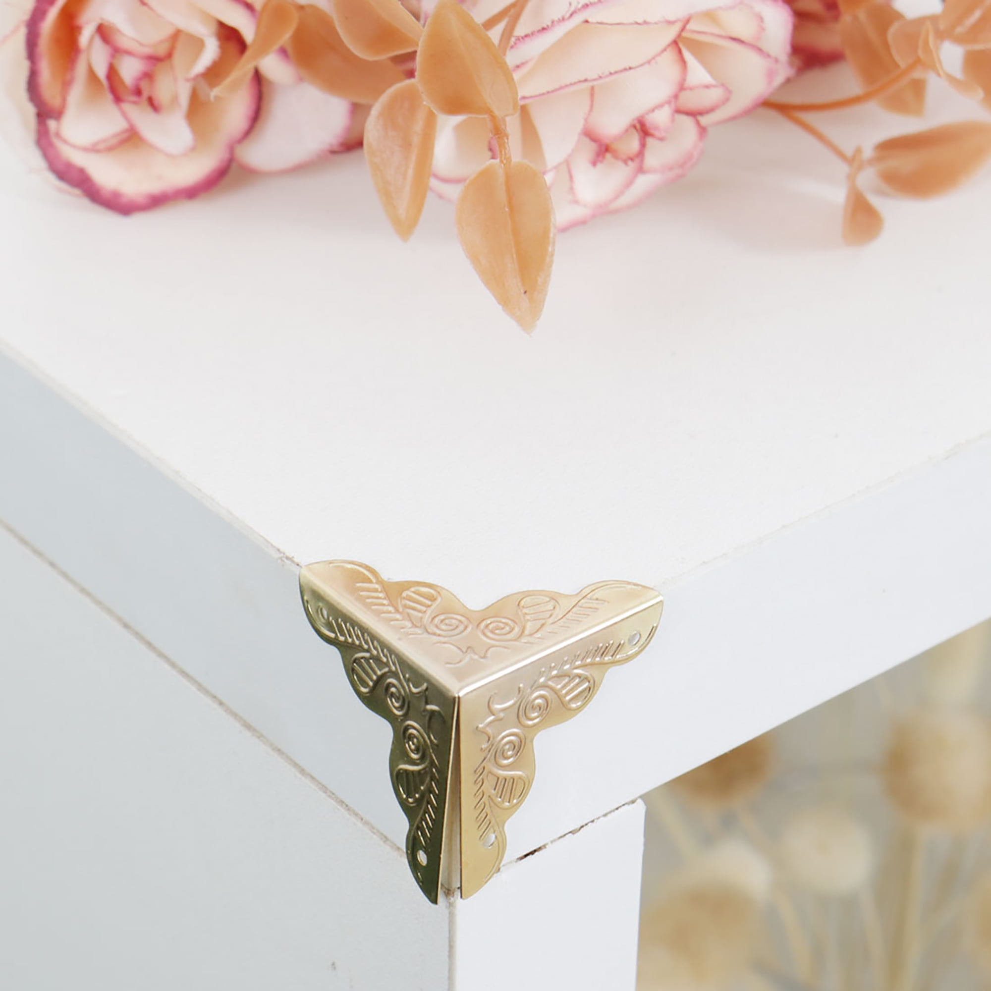 Unique Bargains Home Box Corner Protectors Vintage Gold Tone Triangle ...