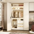 thumbnail image 2 of iSunirm Walk-in Closet System with 3 Wooden Drawers, 36" Standing Wardrobe Closet with 2 Hanging Rods and Shelves, Wardrobe Closet for Bedroom, Living Room, 36"L x 80"H x 16"W, White, 2 of 9