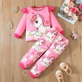 thumbnail image 2 of Ccpelsie Cute Girl Clothes Long Sleeve Print Sweatshirt Top and Pants Set Toddler Girl Fall Outfits for Kid(Pink,7-8 Years), 2 of 8