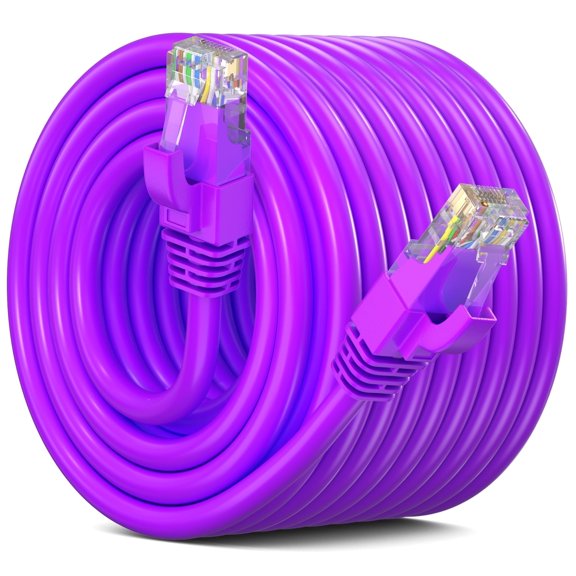 Maximm Cat 6 Ethernet Cable 150 ft – High-Speed LAN & Network Patch Cable, 10Gbps, 550 MHz, Purple UTP Cord – Gold-Plated RJ45 Connectors