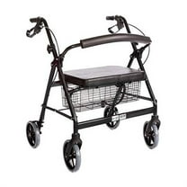 HEALTHLINE Heavy Duty Bariatric Rollator Walker For Senior With Seat and Wheels, 4 Wheel Walker With Seat and Basket and Brakes, Medical Heavy Duty Walker With Seat for Seniors, Black