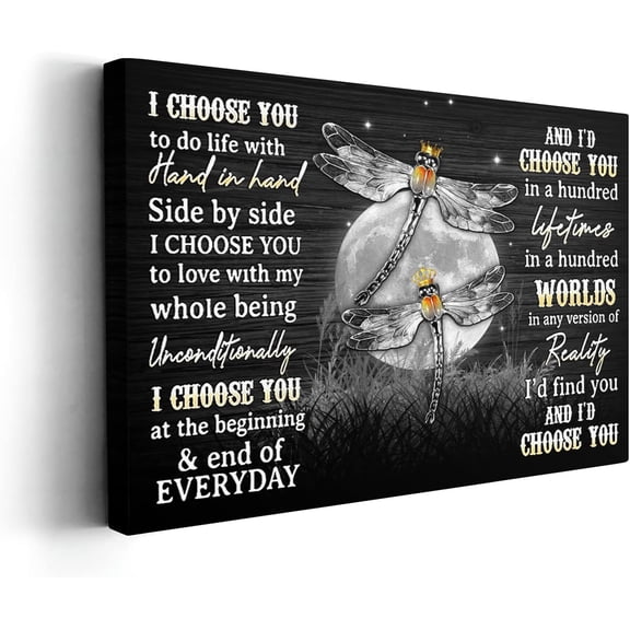 Black and White Dragonfly Wall Art Christian Dragonflies Poster King and Queen Crown Picture Motivational Canvas Painting for Bathroom Bedroom Office Unframed Artwork