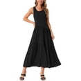 thumbnail image 1 of INSPIRAR CHIC Vestido de Verano Casual Sin Mangas con Cuello Redondo A-Line Flowy Vestido Maxi M Negro, 1 of 6