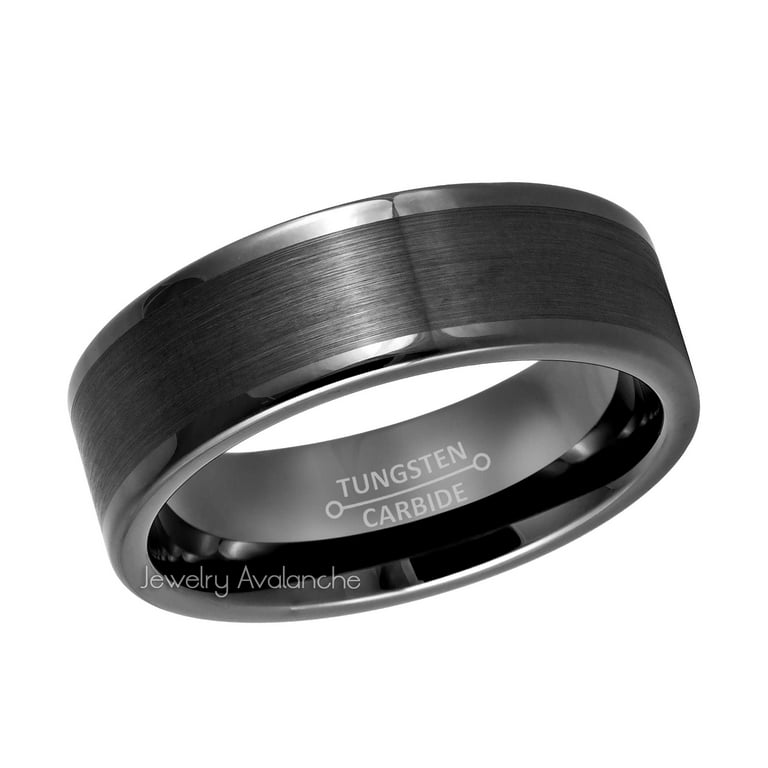 Dark gray shop tungsten wedding band