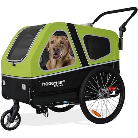 XL Pet Bike Trailer & Stroller For Dogs up to 100 lbs Folding Frame Cart Suspension Wheels - Essential Mobility Gear for Large Pets