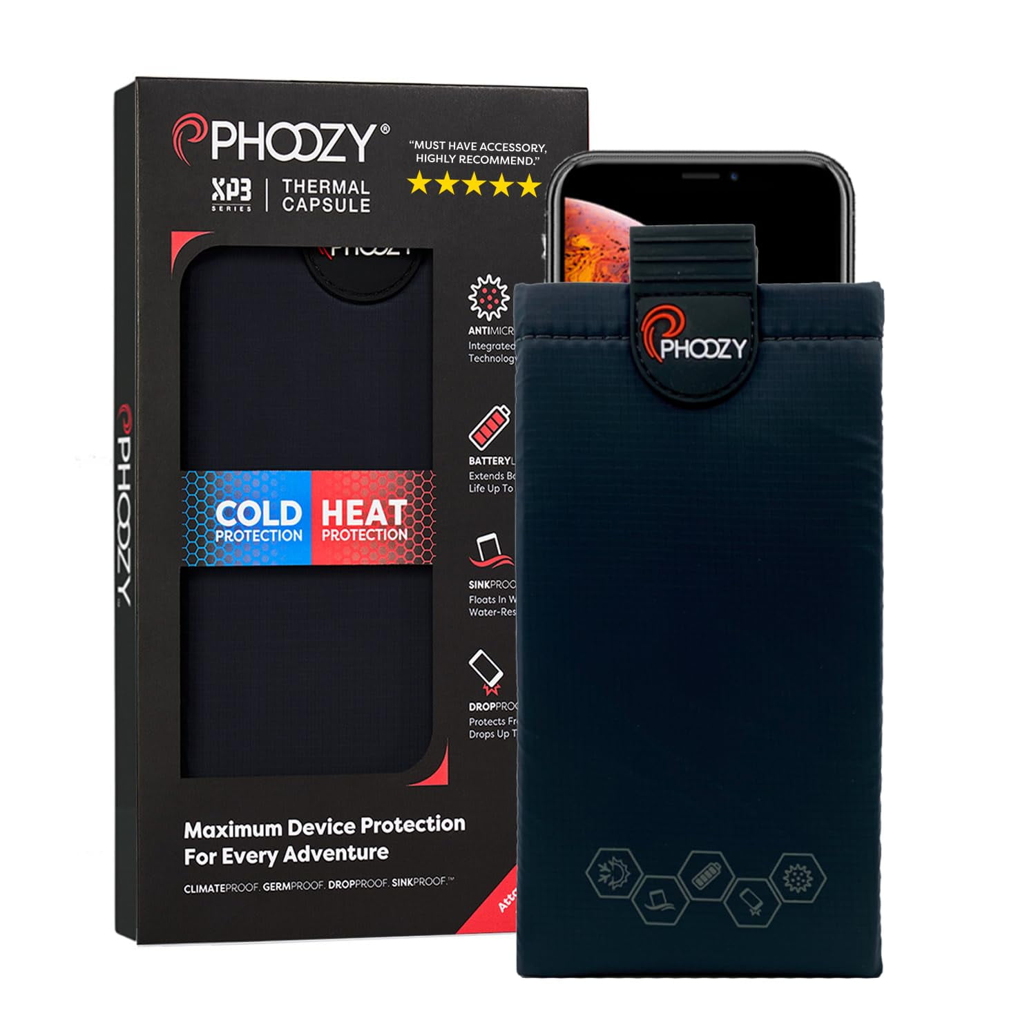 Sauna Phone Protector PHOOZY Apollo II Thermal Phone Case With AGION Lining + Insulated Can Cooler | Extreme Temperature Protection Cooling Phone Case Sauna Phone Protector PHOOZY Apollo II Thermal Phone Case With AGION Lining + Insulated Can Cooler | Extreme Temperature Protection Cooling Phone Case