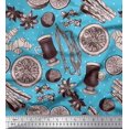 thumbnail image 1 of Soimoi Velvet Fabric Dot,Spices & Cups Decor Fabric Printed Yard 58 Inch Wide, 1 of 3