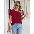 thumbnail image 2 of Women Dressy Casual Tops Business Work Blouses Summer Shirts Short Sleeve Crew Neck Outfits 2025, 2 of 5