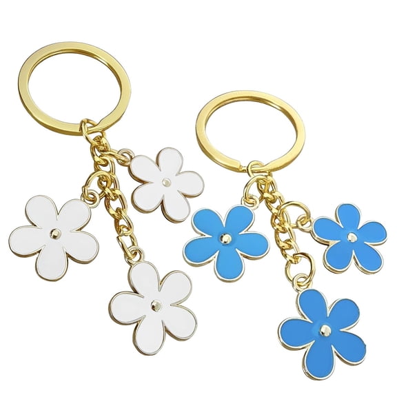 DESIGNICE 2Pcs Key Chain,Practical Decoration Keychain for Women,Functional Daily Accessory Keychain Charms,White&Blue
