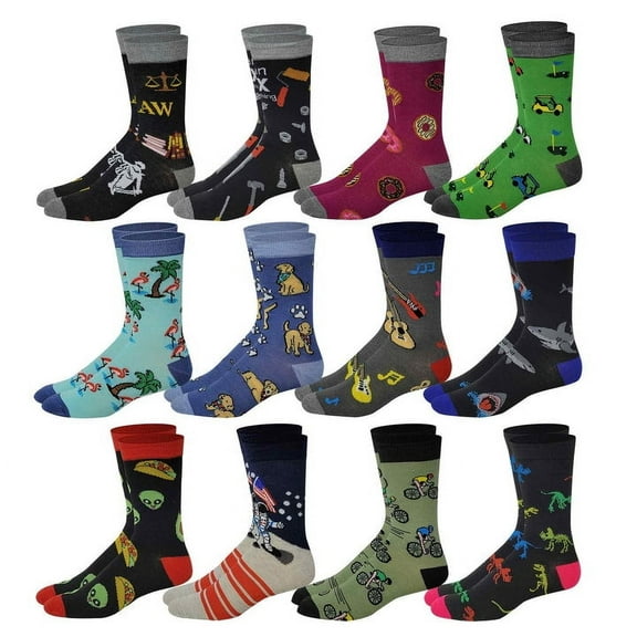 Different Touch Men Colorful Assorted Hobbie Novelty Design Dress Socks 10-13