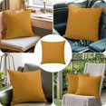 thumbnail image 2 of Throw Pillow Covers 18x18 Inch, Pure Ginger Yellow Decorative Pillow Cases for Couch Sofa Bed, Modern Solid Color Minimalist Art Cotton Linen Square Home Decor Pillowcases with Hidden Zipper, 2 of 6