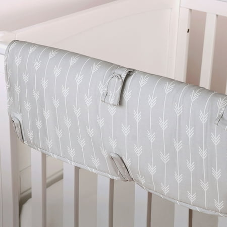 The Peanut Shell Baby Crib Rail Guard Grey Arrow Geometric Print