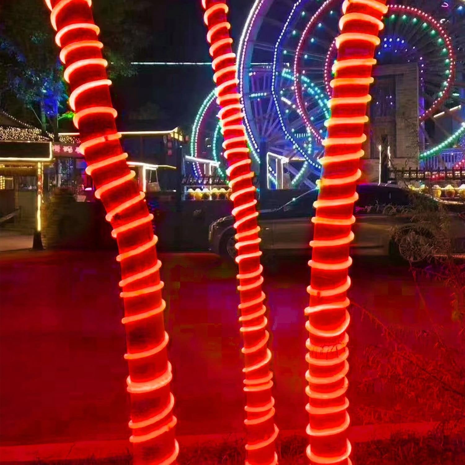 RED Neon Light Strip 18FT Flexible Neon Rope Lights Indoor Outdoor Led Strip Lights Waterproof 120LEDs/M AC 110VPlug and Neon LED Lights for Bedroom Home Commercial Lighting