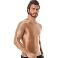 thumbnail image 2 of Jhaoyu Men's Glossy Long Sleeve Compression Shirts Athletic Workout Sports Rash Guard Undershirt Coffee L, 2 of 6