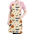 thumbnail image 5 of Halloween Pumpkins Bats Skulls and Spiders Apron-Garden Aprons for Women with Pockets-Cotton Linen Waterproof Kitchen Cooking Gardening Aprons Adjustable for Kitchen,Cooking,BBQ and Salon 32"x27", 5 of 7