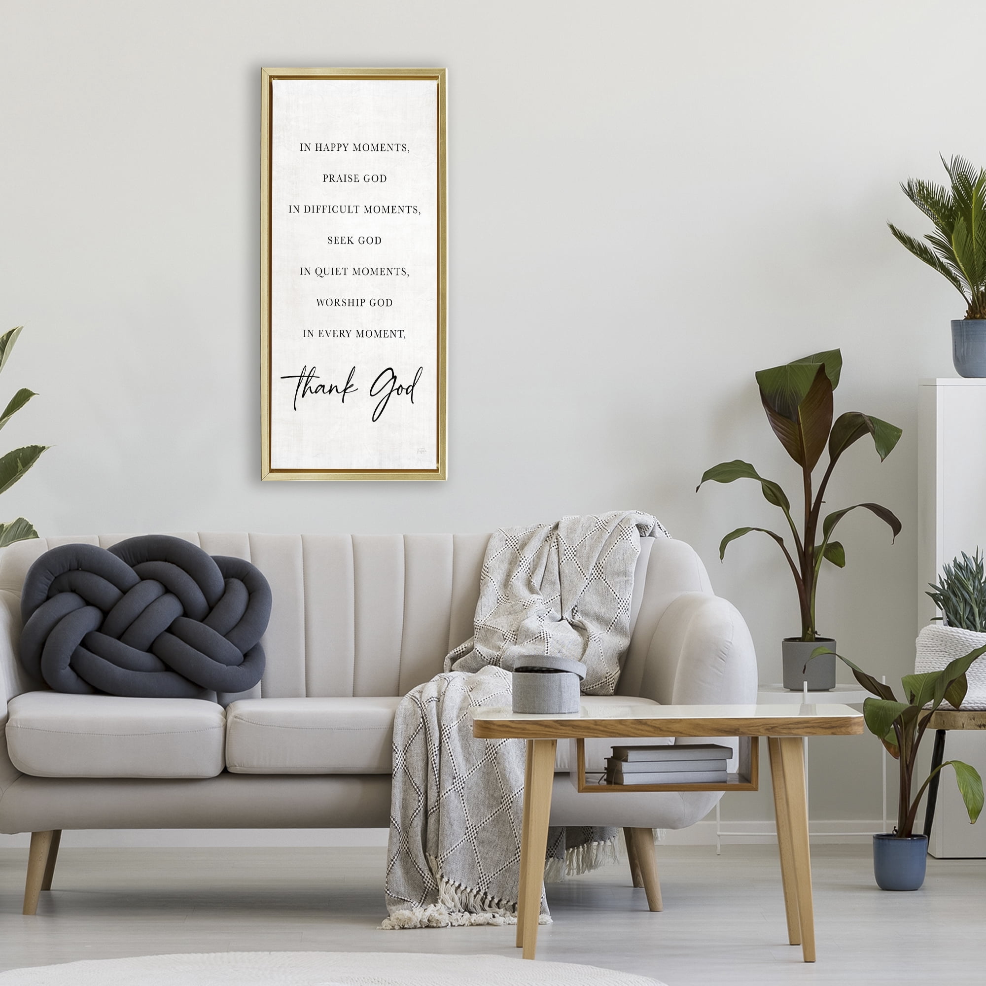 Stupell Industries Every Moment Thank God Gold Framed Floater Canvas Wall Art, design by Natalie Carpentieri