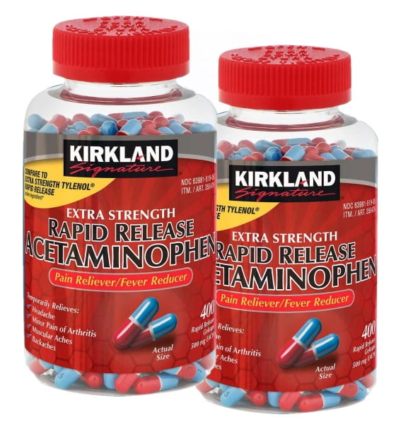 2 PACK Rapid Release Acetaminophen 500 mg., 400 Gelcaps