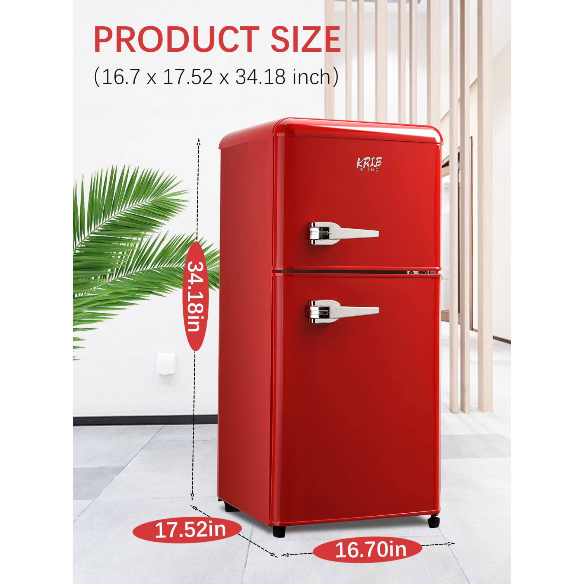 3.5 Cu. Ft Mini Fridge Compact Refrigerator with Top-Freezer,7- Level Adjustable Thermostat, Adjustable Shelves For Bedroom, Office, Kitchen, Apartment, Red