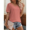 thumbnail image 3 of Womens Summer Tops Short Sleeve V Neck T Shirts Swiss Dot Puff Sleeve Tops Loose Casual Tshirts, 3 of 5