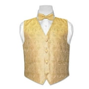Covona BOY'S Paisley Dress Vest BOW TIE Solid GOLD Color BowTie Set sz 12