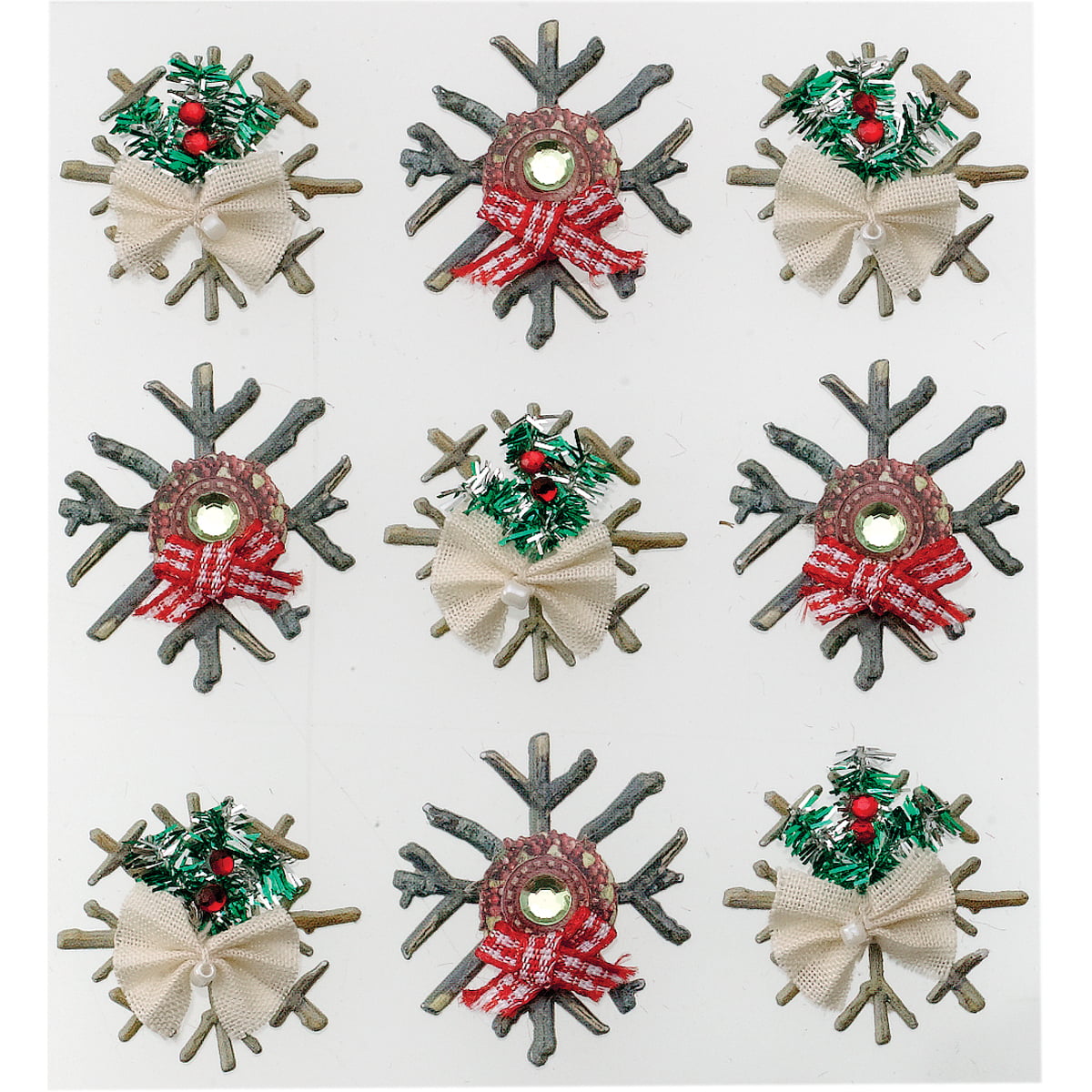 JOLEE'S BOUTIQUE STICKERS WOODEN SNOWFLAKES Christmas 