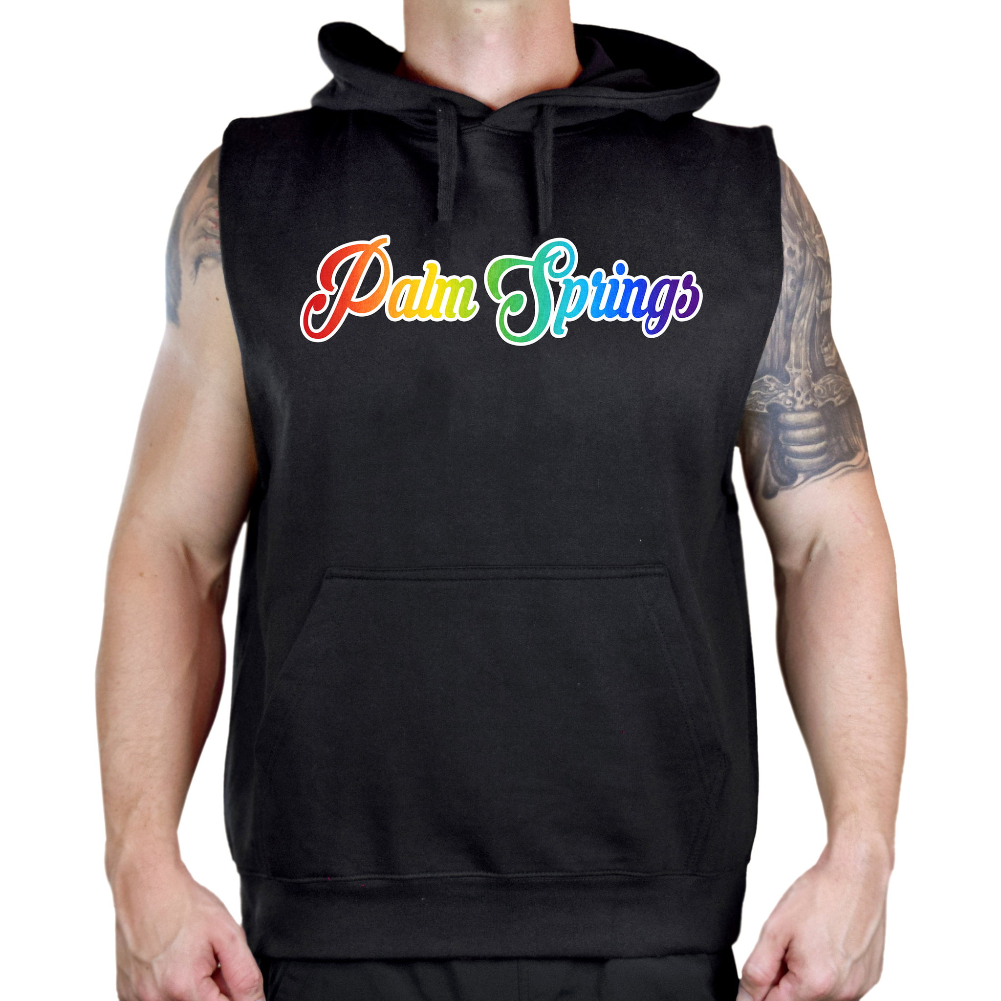 Mens Rainbow Palm Springs KT T153 Black Fleece Jogger Sweatpant Gym Shorts X-Large Black