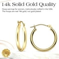 thumbnail image 2 of MAZZERI 14k Gold Hoop Earrings For Women and Men - Hypoallergenic, Gold Hoop Earrings 14k Real Gold - Solid 14 Karat Gold Hoop Earrings (40mm), 2 of 6