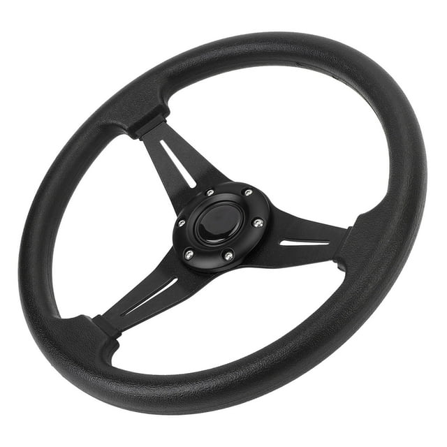 Universal Racing Steering Wheel, 14in Car Steering Wheel, 6 Bolts Auto Driving Wheel, PU & Aluminum Steering Wheel with Horn Button