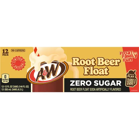 A&W Zero Sugar Root Beer Float Soda , 12 fl oz ( 12 PACK )