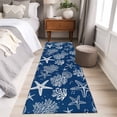 thumbnail image 4 of Runner Rug 2'x6', Navy Blue Coastal Washable Non-Slip Hallway Runner Rugs, Nautical Beach Starfish Coral Summer Bedside Rugs Floor Mats Carpet Runners for Kitchen Bathroom Laundry Room, 4 of 8