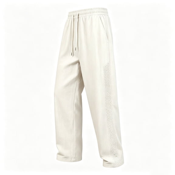 LODIENY Yoga Sweatpants for Men Athletic Breathable Open Bottom Casual Jogger Pants Quick Dry Elastic Waist Drawstring Relaxed Fit Trousers with Pockets Beige XXL