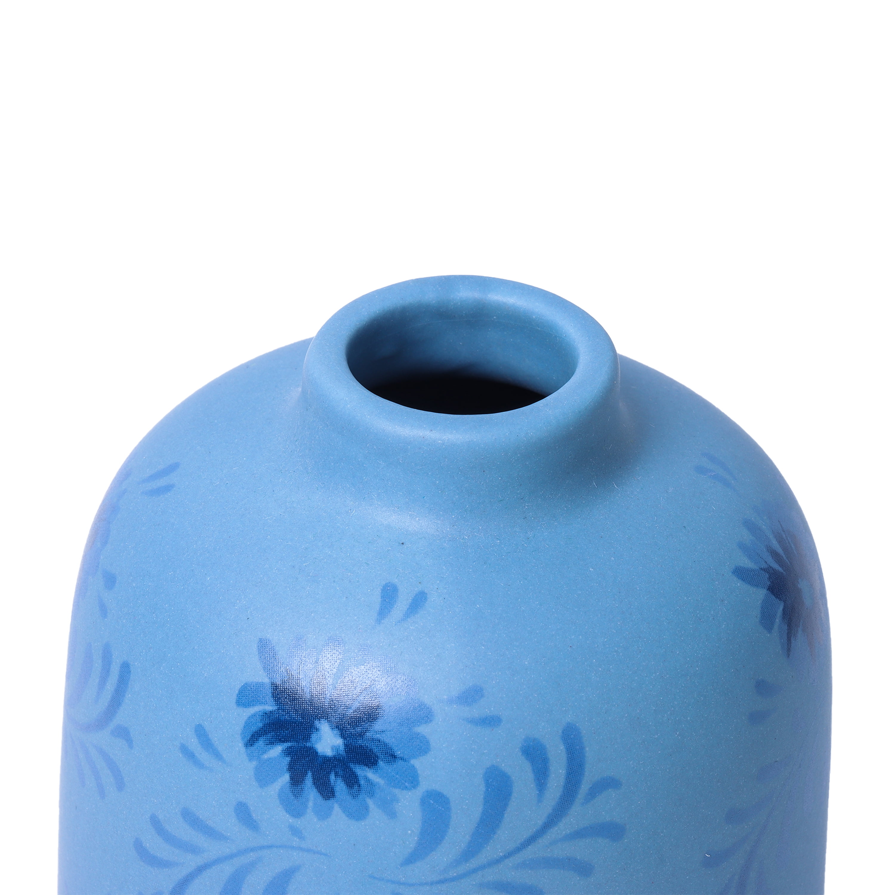 Mainstays By Becky G. & Alejandra Small 6.38" Blue Flower Decorative Ceramic Vase