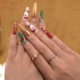thumbnail image 2 of JYYYBF Christmas Press on Nails 24Pcs Long Fake Nails Stick On Square Nails with Snowflake Santa Candy Cane Design, 2 of 8