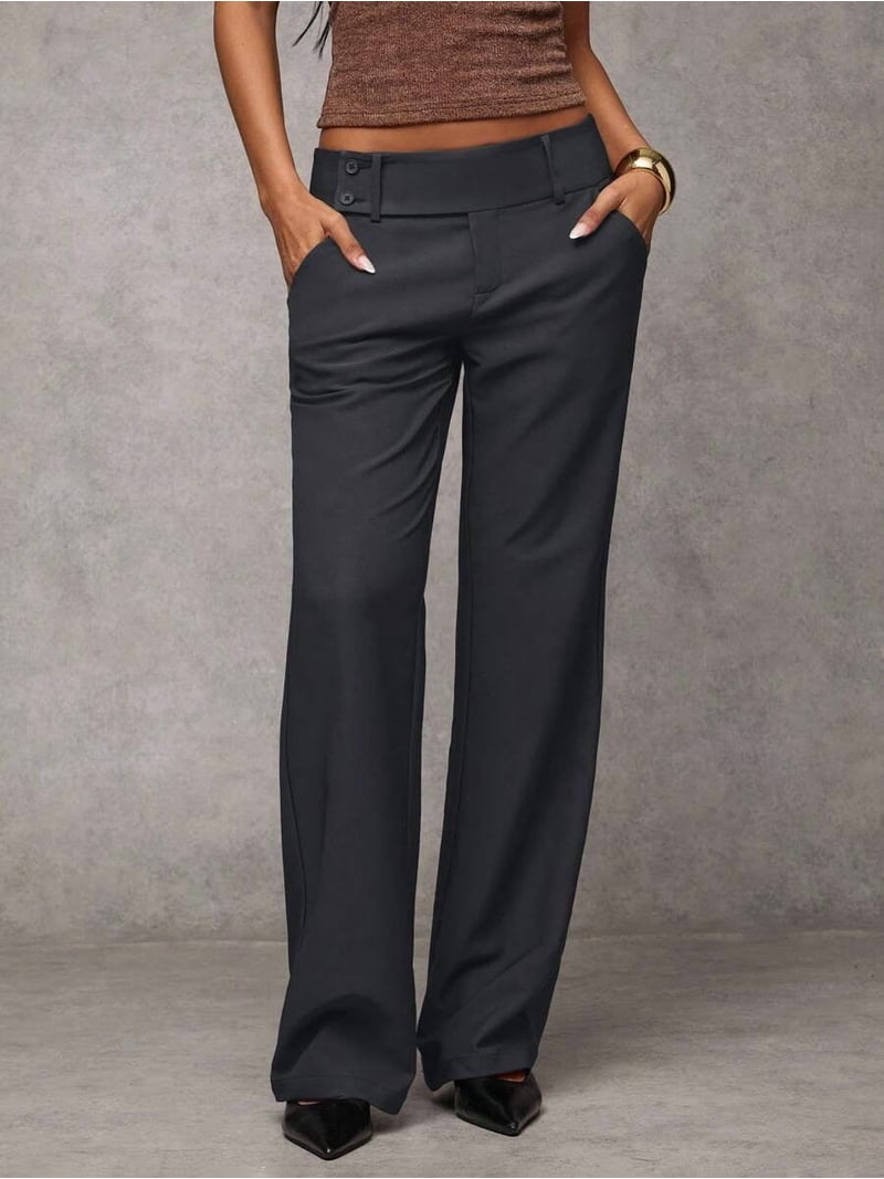 Women's Solid Color Casual Classy Elegant Pants,Pants Office Work ...