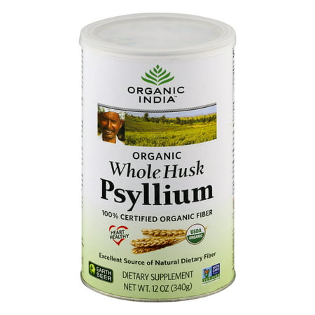 Organic India Whole Husk psyllium 100% certifié Supplément Fibres alimentaires bio, 12,0 OZ
