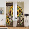 thumbnail image 2 of Kitchen Curtains 84 Inch Length 2 Panels, Farmhouse Sunflowers Grommets Window Treatment Curtain, Western Star Vintage Sparrows Thermal Curtains Drapes for Living Room/Bathroom, 2 of 9