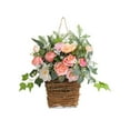 thumbnail image 2 of Spring Flower Basket Wreaths for Front Door, Pink Rose Door Hanging Basket Wreath New Spring Wreath for Home Front Door Courtyard, Indoors and Outdoors Home Decoration, 2 of 13